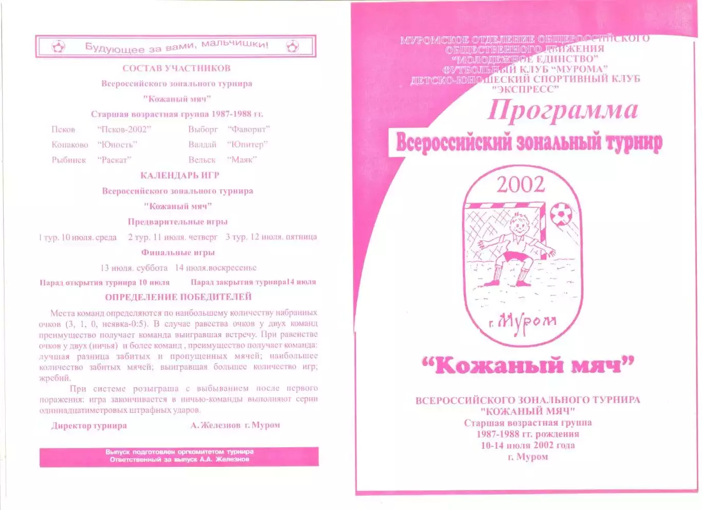 Кожаный мяч. Зональный турнир. 10-14 июля.2002 г.(Вельск,Рыбинск,Псков,Выборг)