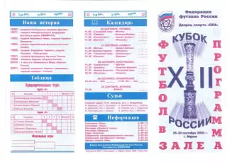 Кубок России по футзалу.26-30.09.2003 г. Муром. Участники на скане.