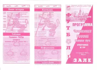 Чемпионат России по футзалу. Суперфинал. 01-04.2002 г. Участники на скане.