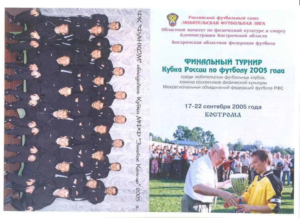 Финал Кубка России среди КФК 17-22.09.2005 г. Кострома. Участники в описании.