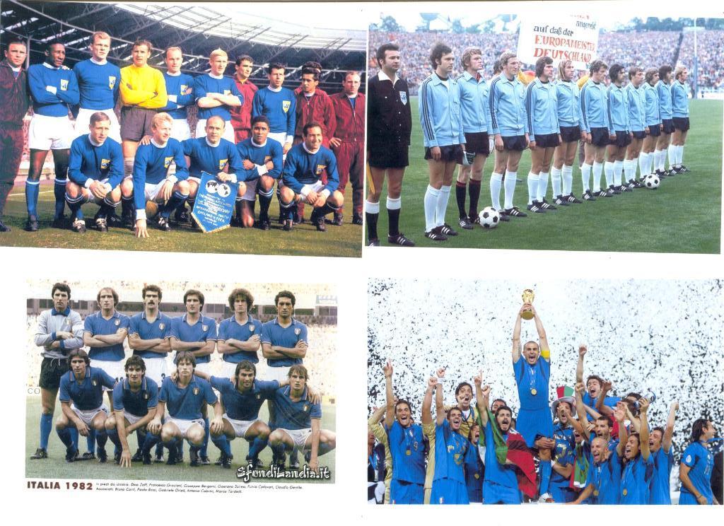 Фото: сб. мира1963 г.; сб. Германии-чемпион Европы 1972; сб. Италии 1982 и 2006.