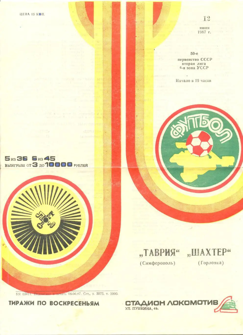 Таврия Симферополь - Шахтер Горловка 12.06.1987 г.