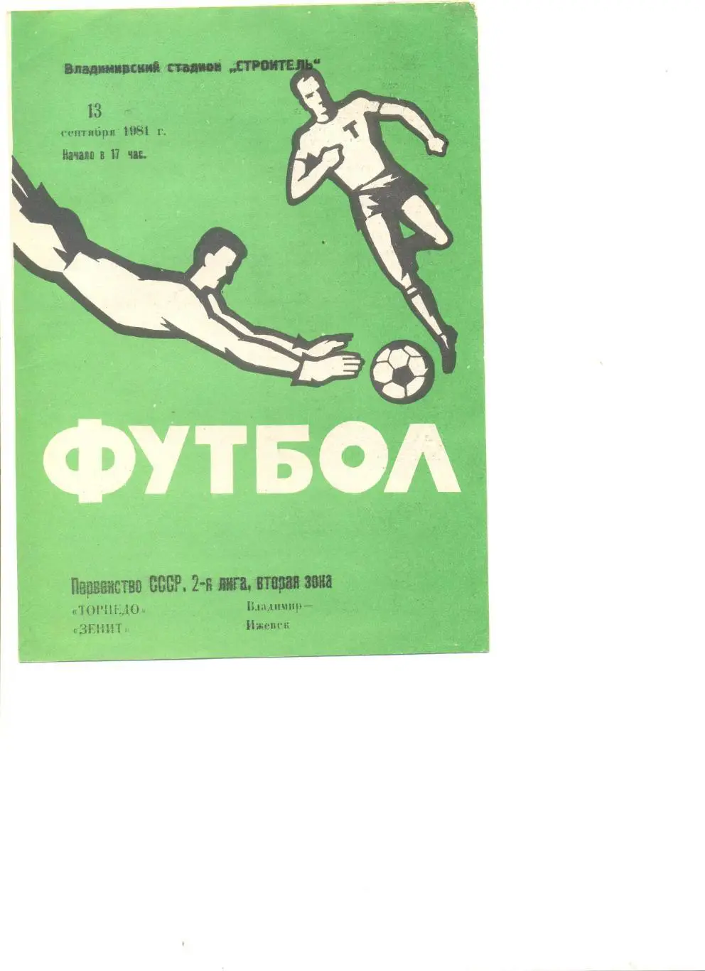 Торпедо Владимир - Зенит Ижевск 13.09.1981 г.