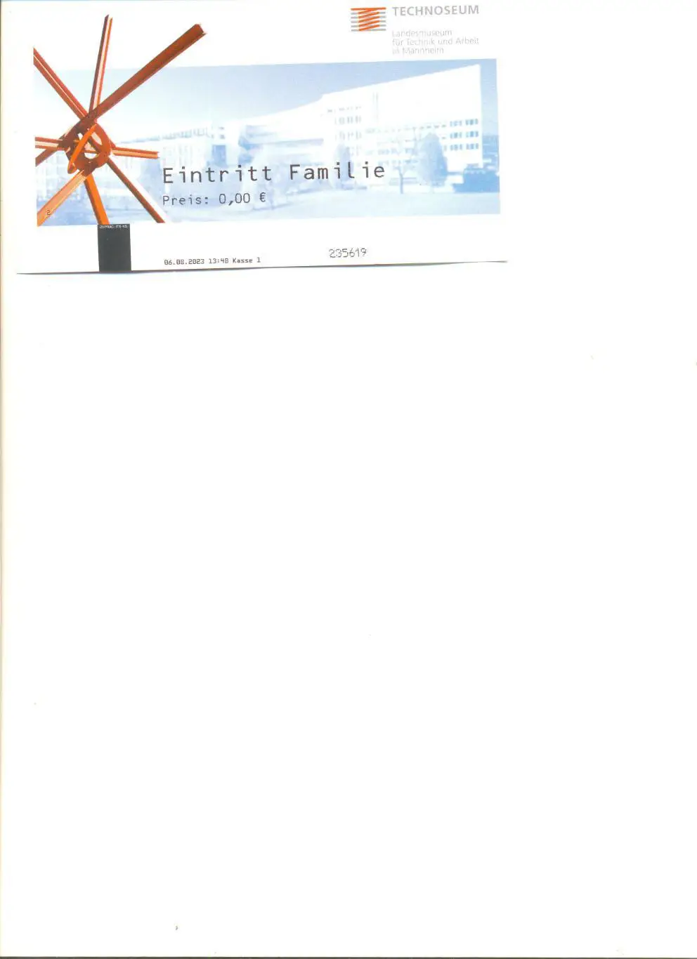 Билет (семейный) в Технический музей г. Манхайм (Германия)
