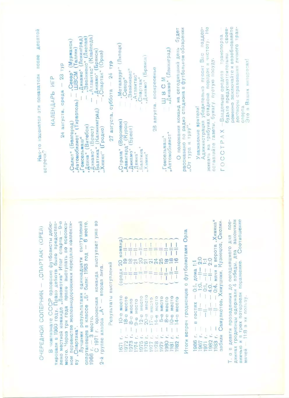 Химик Гродно - Спартак Орел 24.08.1983 г. 2