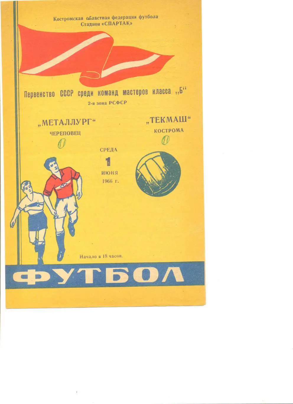 Текмаш Кострома - Металлург Череповец 01.06.1966 г.