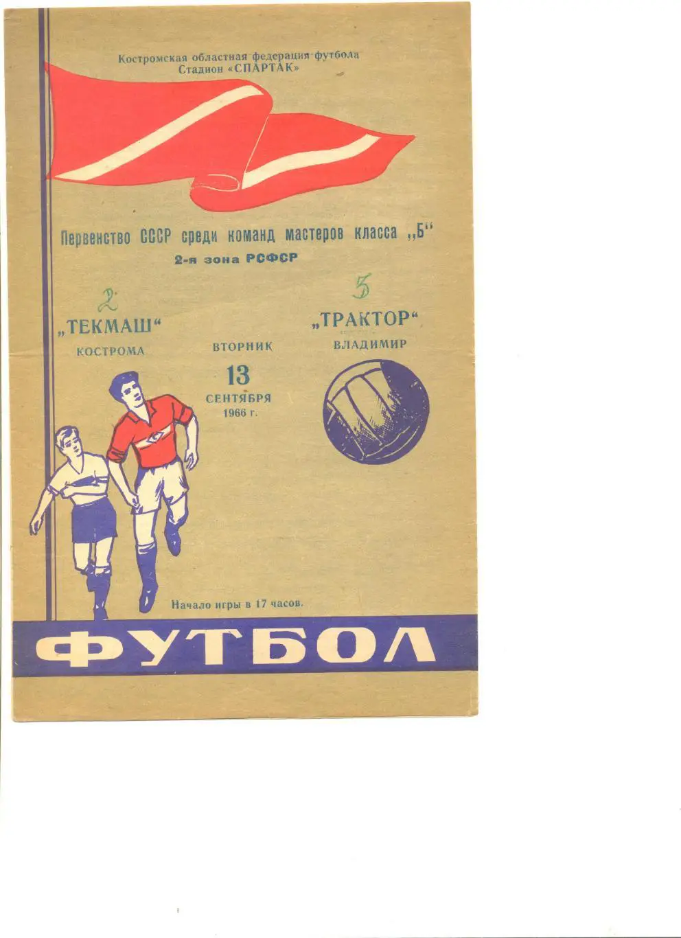 Текмаш Кострома - Трактор Владимир 13.09.1966 г.