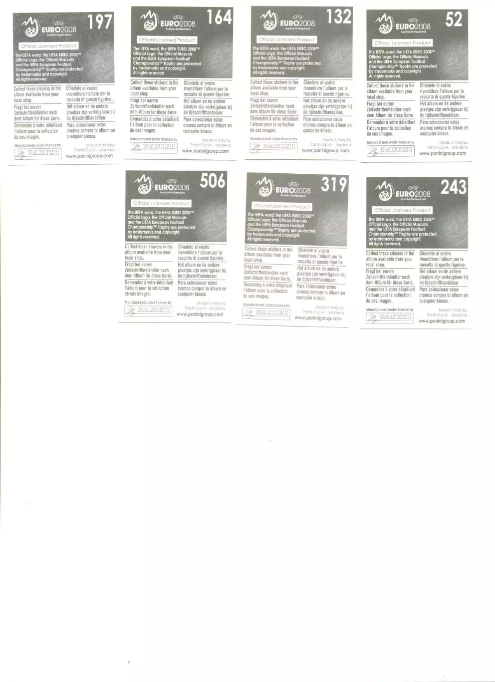 Наклейки Панини. Евро - 2008. Игроки. 1