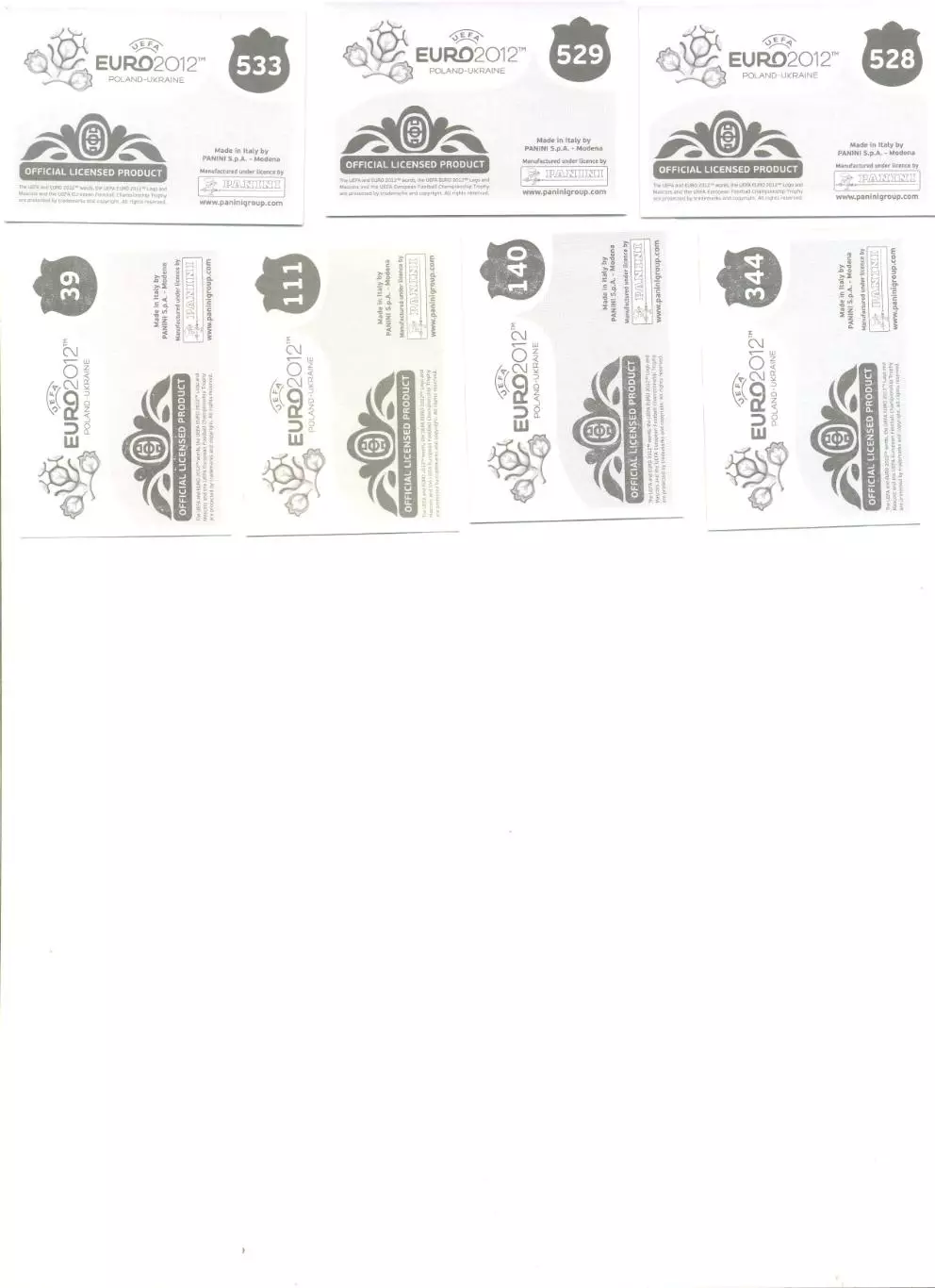 Наклейки Панини. Евро 2012. Команды. 1