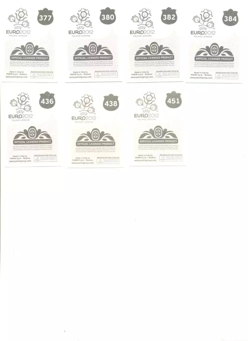 Наклейки Панини. Евро 2012. Игроки сборных Хорватии и Швеции. 1