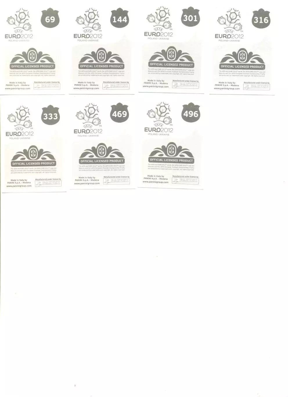Наклейки Панини. Евро 2012. Игроки. 1