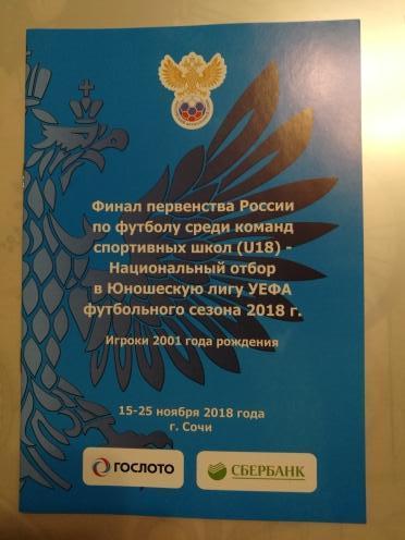 Финал Первенства России U-18. 15-25 ноября 2018 г. Сочи