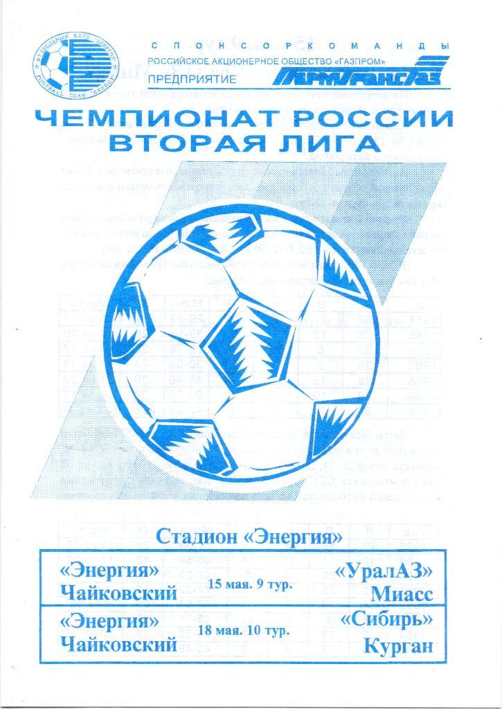 Энергия Чайковский - УРАЛАЗ Миасс / Сибирь Курган. 15 и 18 мая 1996