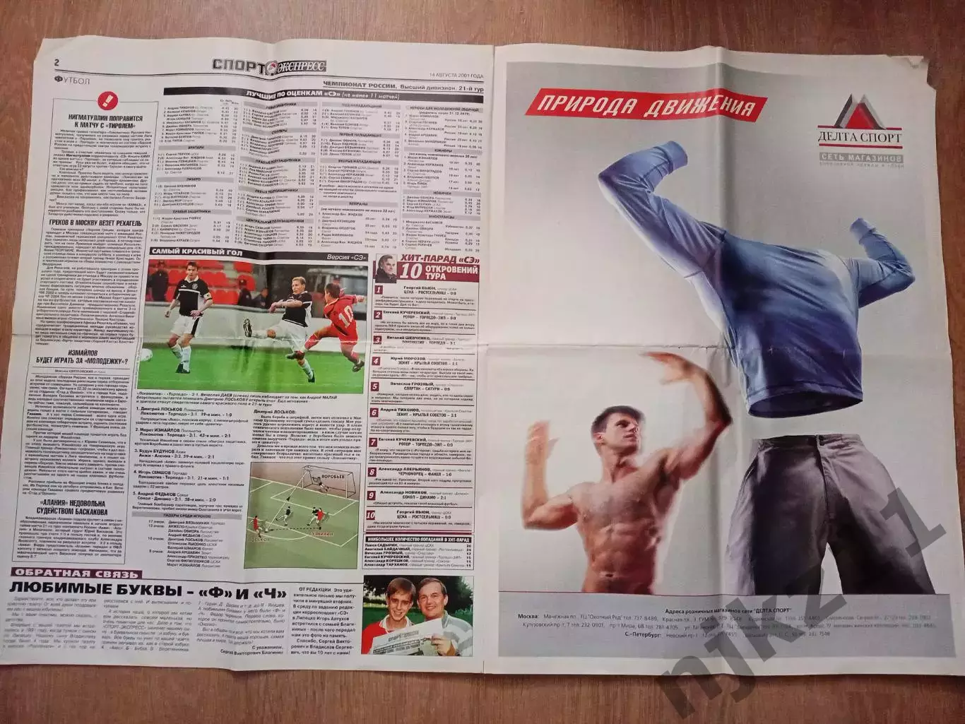 Спорт-экспресс 14.08.2001г Корнеев, Юран, Шалимов, Тихонов, Роналдо, Ковальчук 2