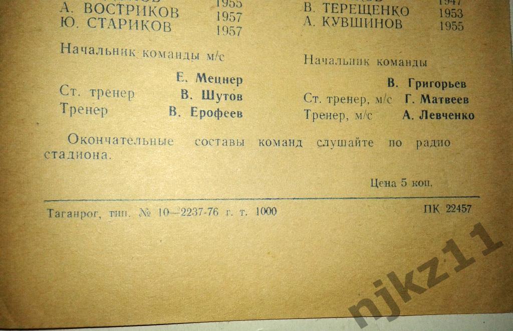 Торпедо Таганрог - Динамо Киров 18 апреля 1976 1