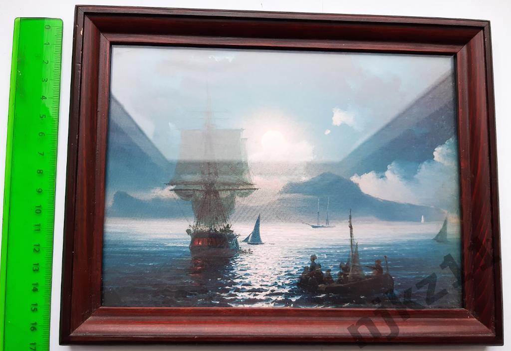 Морская картина. Шторм, суда, корабли, море, маринистика. Картина, репродукция,