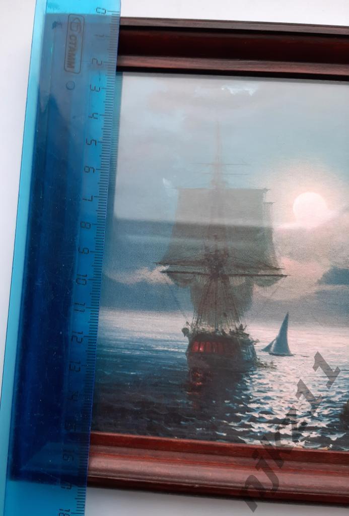 Морская картина. Шторм, суда, корабли, море, маринистика. Картина, репродукция, 4