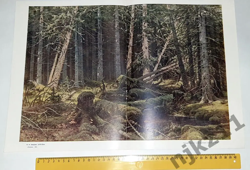 Репродукция картины Шишкина Бурелом Огонек 1951г формат А3
