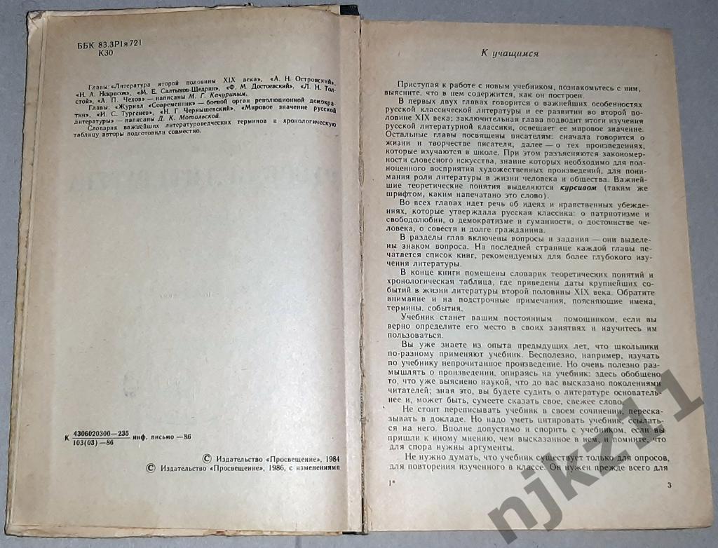 Качурин, М.Г. Русская литература 9 класс 1986г 2