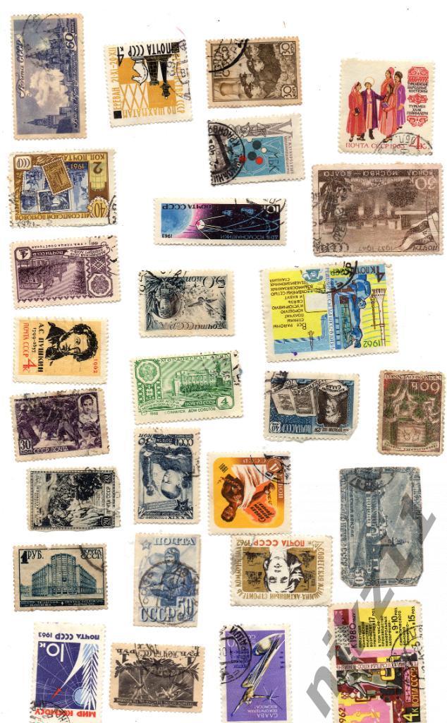 77 разных марок в основном ранние советы, но есть одна рейх и зарубежных несколь 1