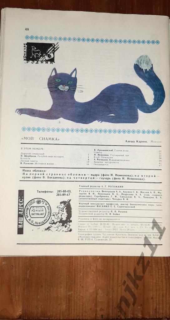 ЮНЫЙ НАТУРАЛИСТ 1981г № 3,8,9,10 - цена за все 100 руб 6