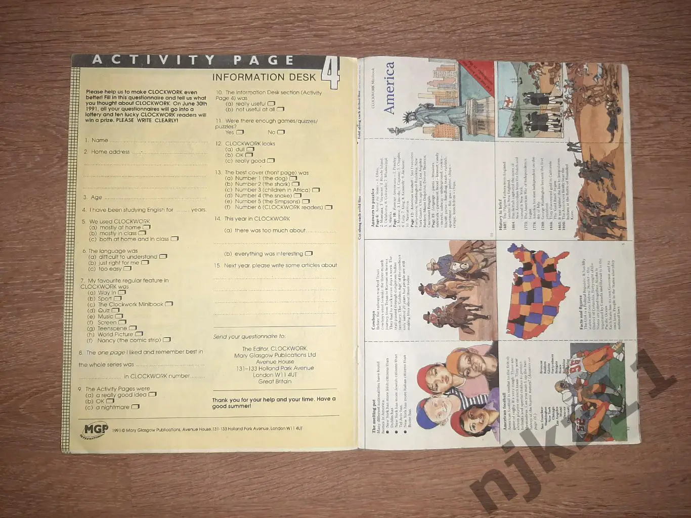 Журнал На Английском Языке - CLOCKWORK 1991г 4