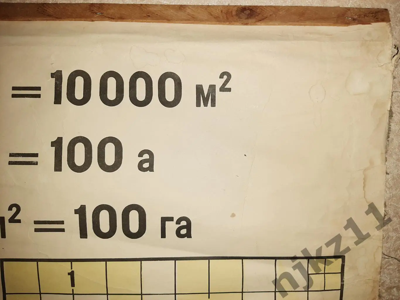 Плакат, учебное-наглядное пособие по математике. Площади. (времен СССР) 2