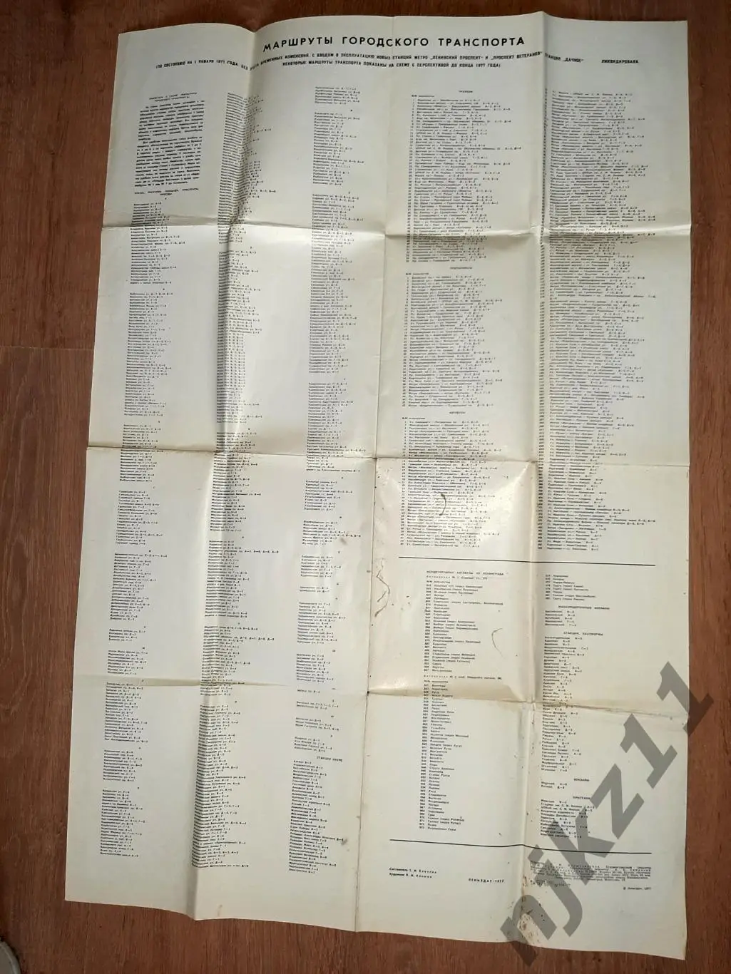 Карта Ленинград. Маршруты городского транспорта. 1977г. Размер 60х90см 4