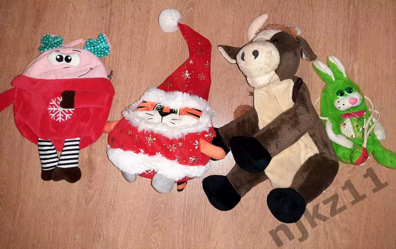 4 мягких игрушки рюкзака для подарков детям