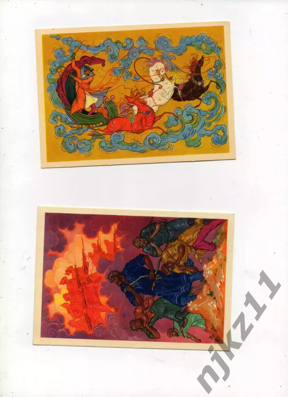 2 открытки Палех. Голиков 1969г чистые