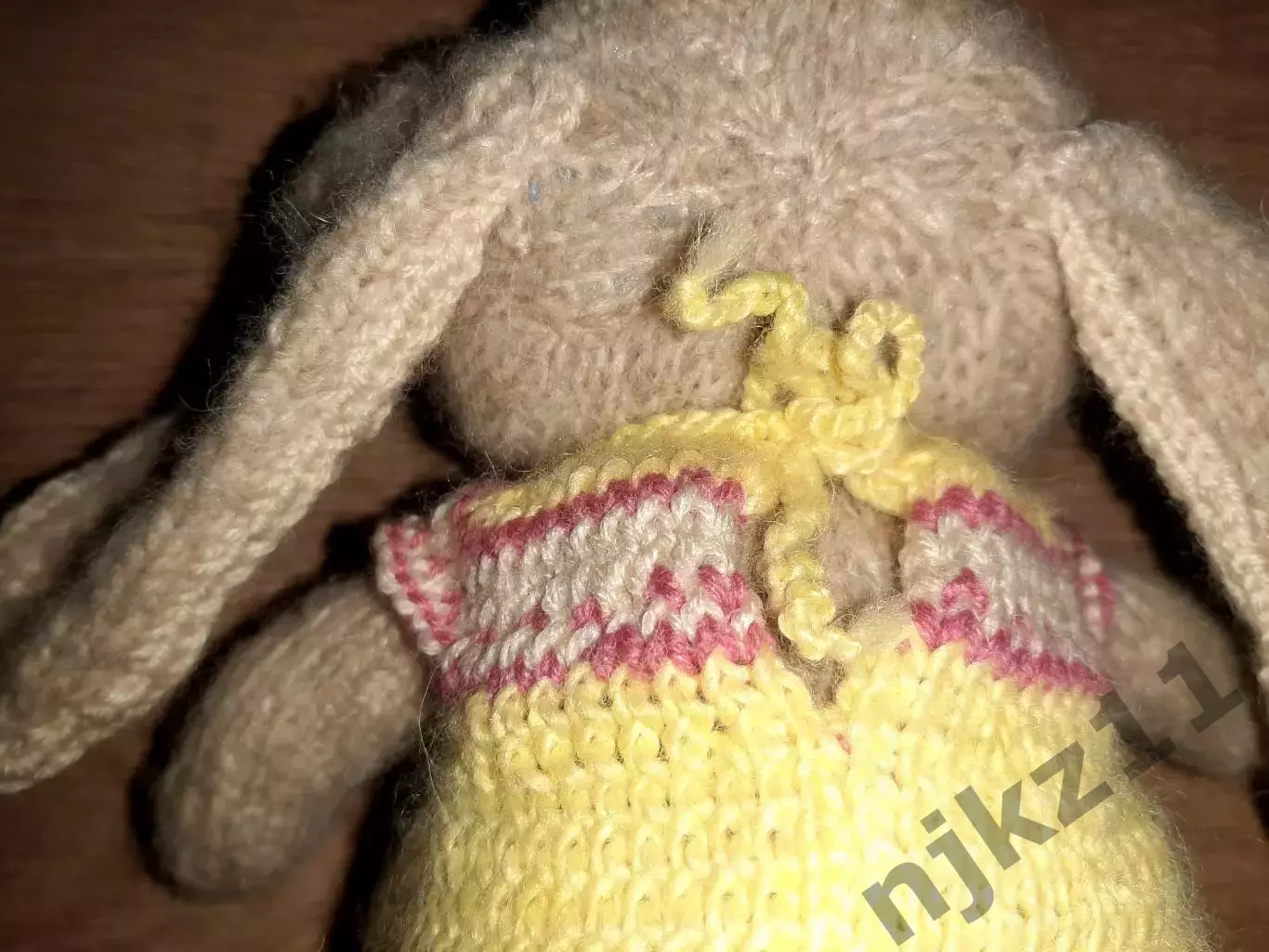 Игрушка ручная работа Валяние, вязание, ЗАЙЧИК пушистый 31 см 4