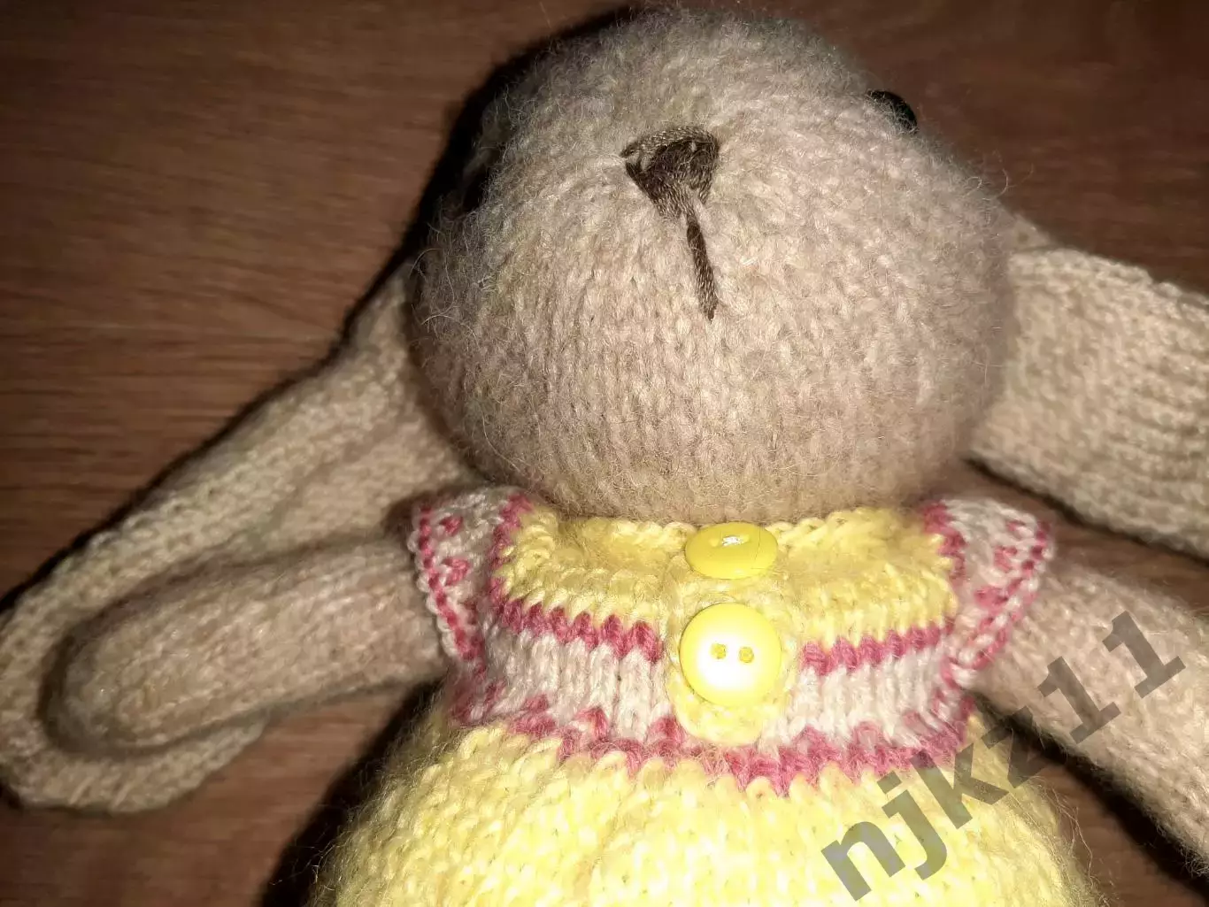 Игрушка ручная работа Валяние, вязание, ЗАЙЧИК пушистый 31 см 5