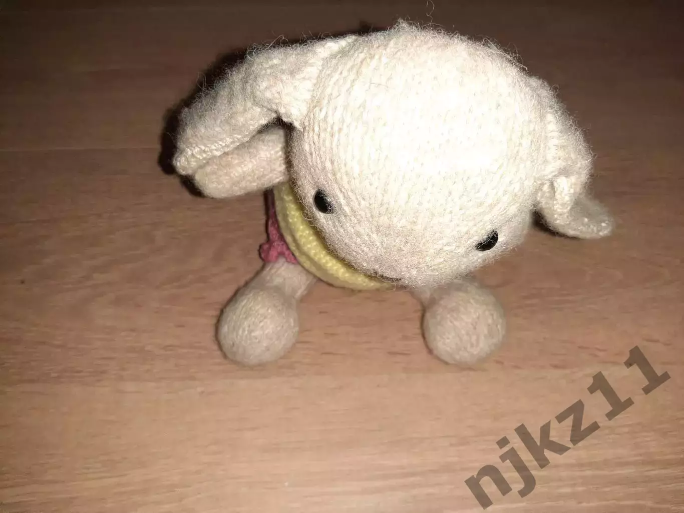Игрушка ручная работа Валяние, вязание, ЗАЙЧИК пушистый 31 см 6