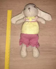 Игрушка ручная работа Валяние, вязание, ЗАЙЧИК пушистый 31 см