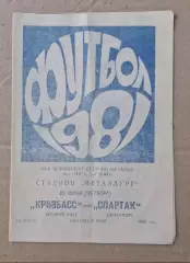 Кривбас-Спартак Житомир 25.06.1981 г.
