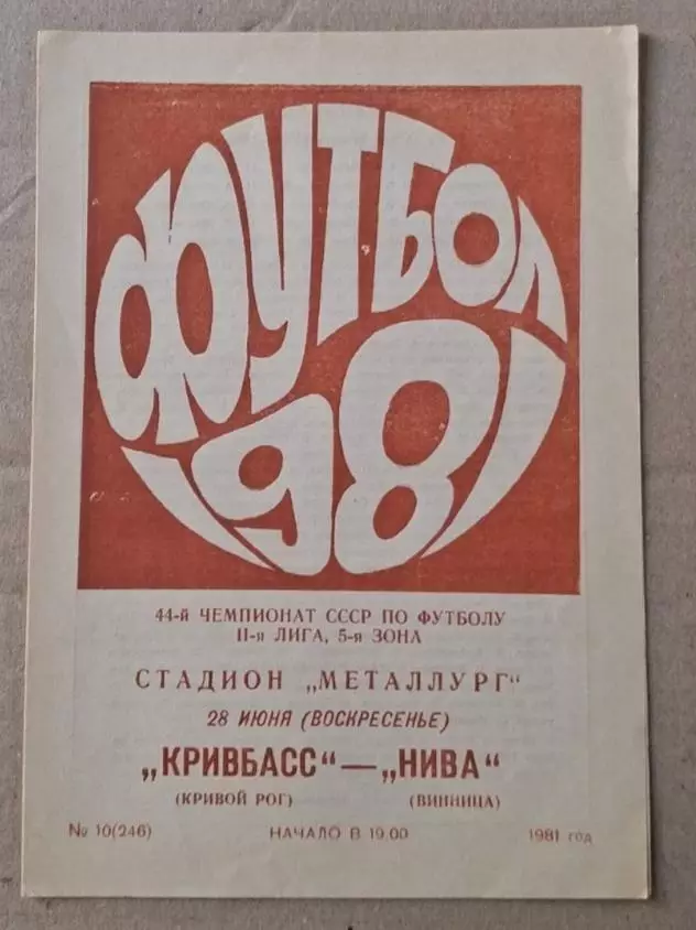 Кривбас-Нива Винница 28.06.1981 г.
