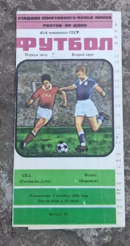 СКА Ростов-Факел 06.09.1982 г.