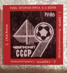 Заря,Таврия,СКА Киев призеры 2-я лига 1986 г.