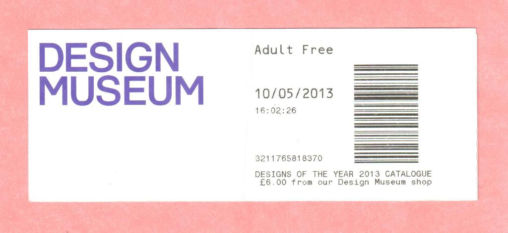 Входной билет в Музей дизайна г.Лондон