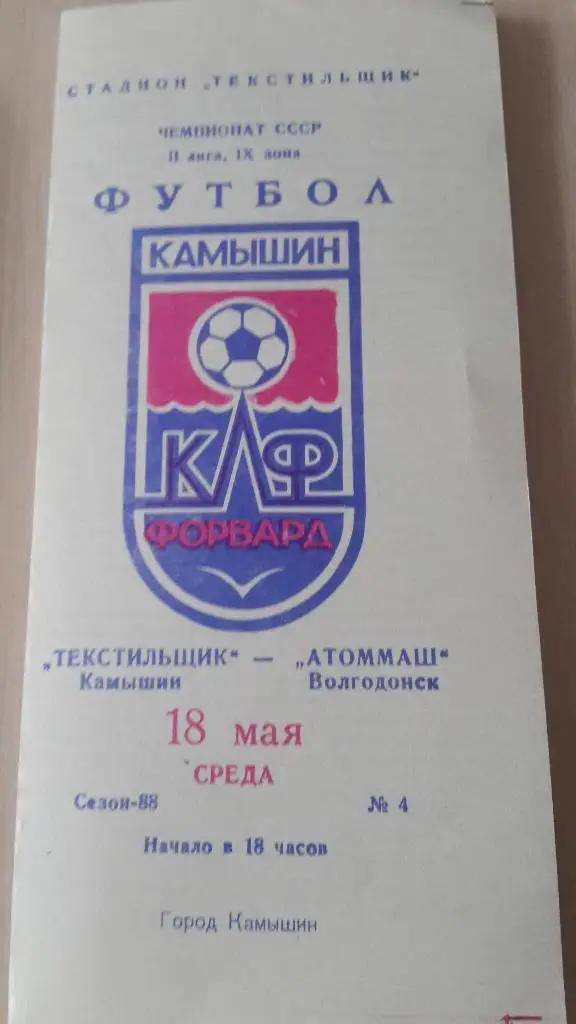 Текстильщик Камышин-Атоммаш Волгодонск, 1988