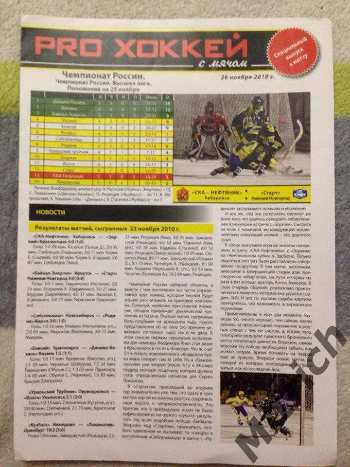 СКА-Нефтяник Хабаровск - Старт Нижний Новгород 2010/2011