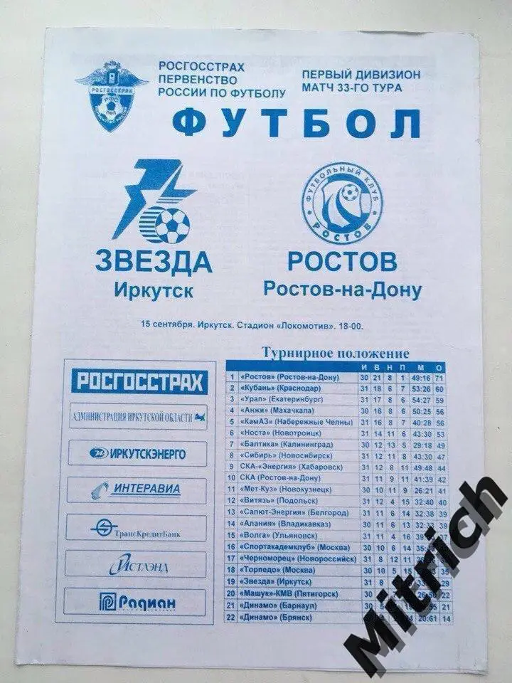 Звезда Иркутск - ФК Ростов 2008