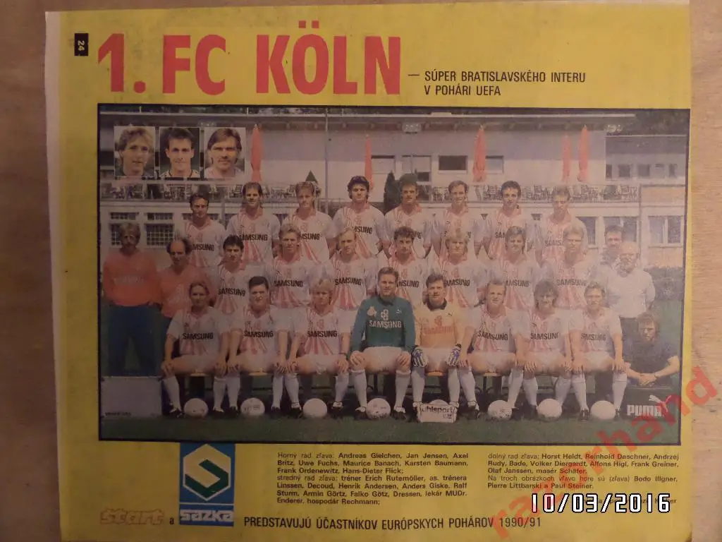 Кельн Германия - 1990/91 - постер из журнала Старт