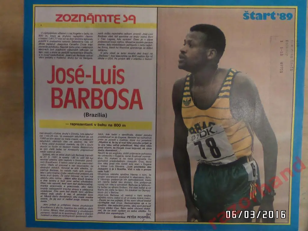 Хосе-Луис Барбоза, Бразилия -1989 -постер из журнала Старт