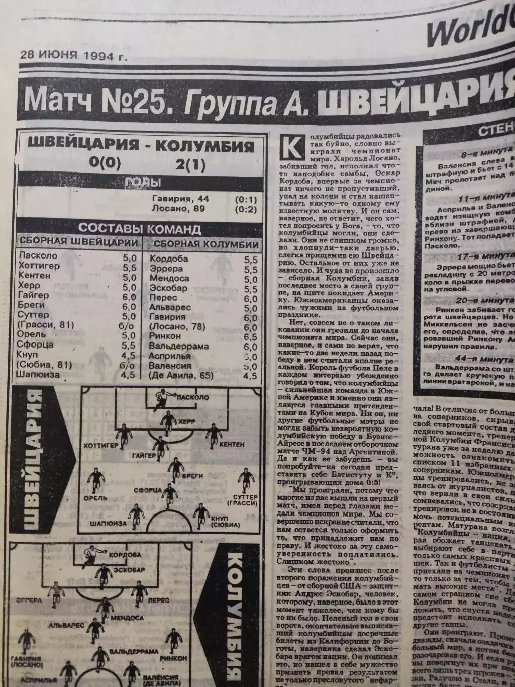 Газета Спорт экспресс 28.06.1994 - N°115 (780) 2