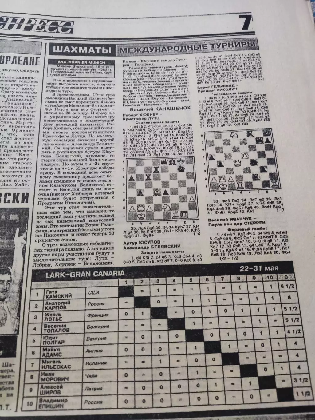 Газета Спорт экспресс 03.06.1994 - N° 99 (764) 2