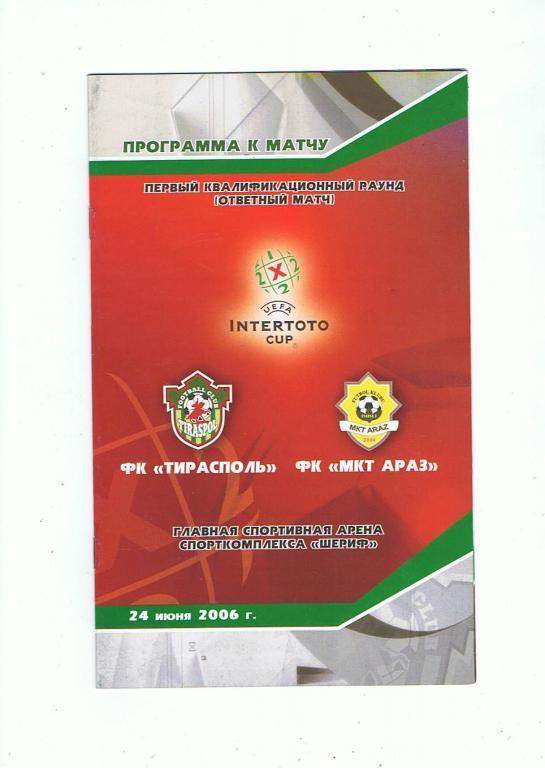 Тирасполь (Молдова) - Араз (Азербайджан) - Кубок Интертото 2006
