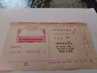 Футбол финал кубок СССР.торпедо/ЦСКА.23июня 1991год.