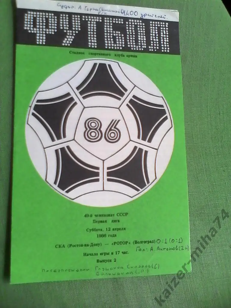 ска ростов/ротор 1986г.