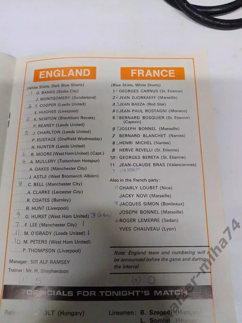 Сб. Англия/сб.Франция 1969г. 4